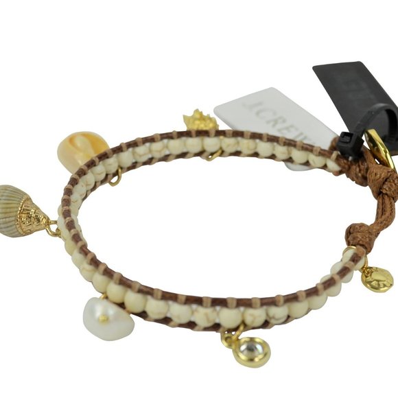 NWT J. Crew Gold Island Sea Shell Beaded Bracelet - Picture 2 of 6